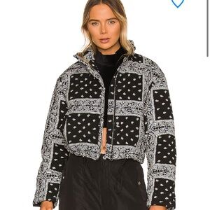 Superdown Black and White Paisley Puffer Jacket
